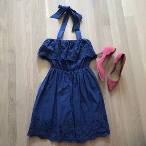 Molly Bracken Cotton Eyelet Halter Dress